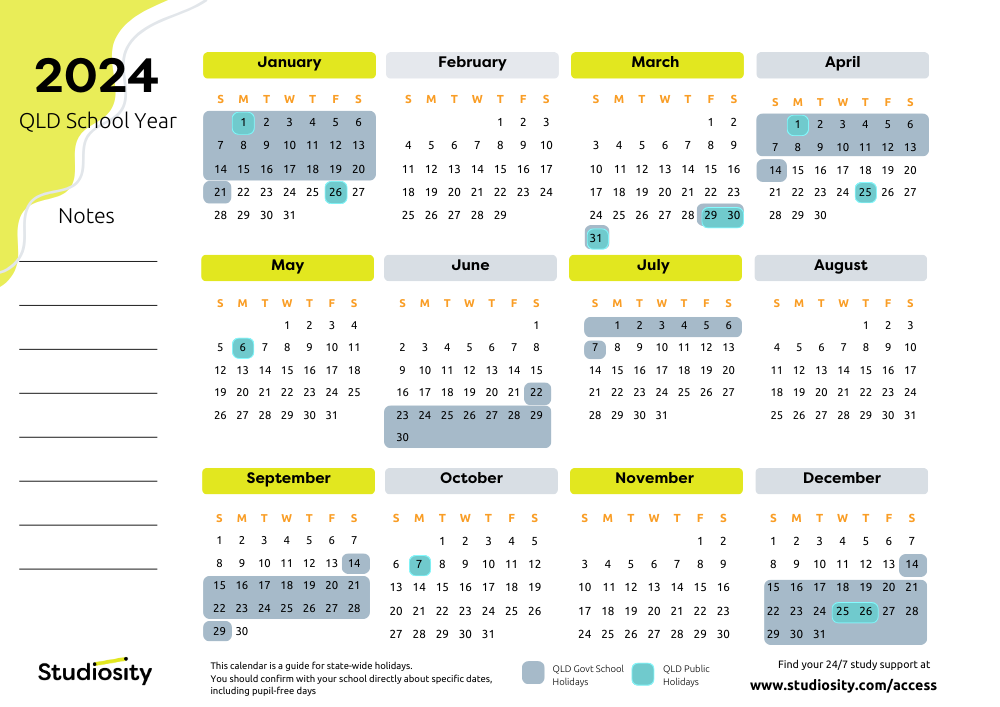 School terms and public holiday dates for QLD in 2024 Studiosity